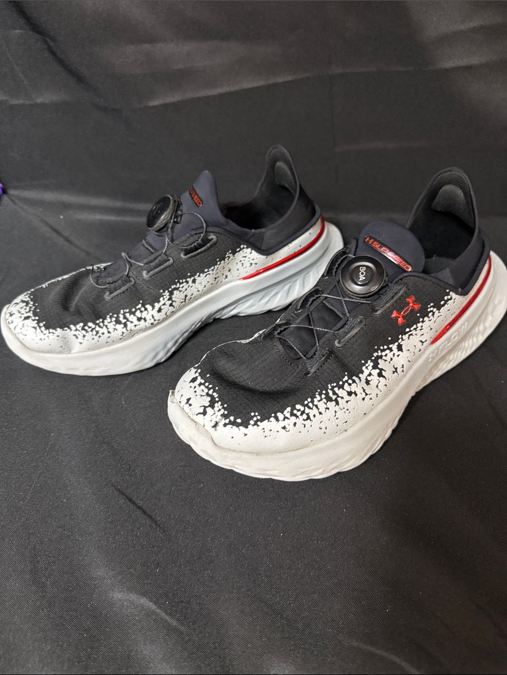Under Armour Black, Gray & Red BOA Lace Athletic Sneakers